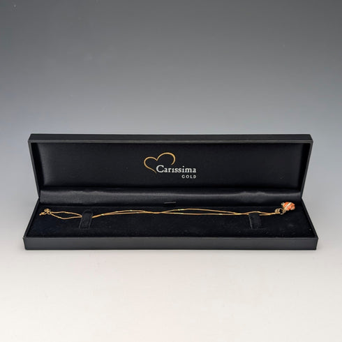 British Vintage 9ct Gold Enamel Fish Pendant with 9ct Gold Chain and Carissima Case